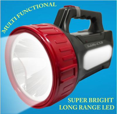 CXB 1 km long range jumbo kisan led torch 100w multi functional rechargeable light Torch(Red, Black, 14 cm, Rechargeable)