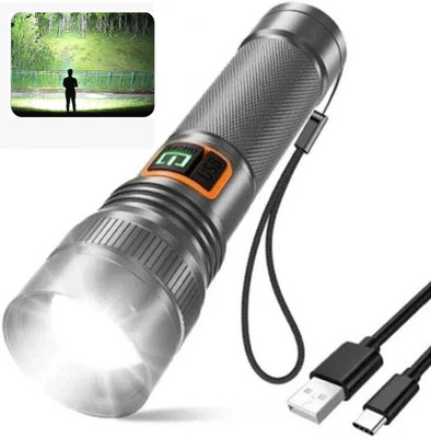Dazzel Flex LASER+COB RANGE XPE Flashlight Rechargeable Zooming METAL Torch Light Torch(Black, 13.5 cm, Rechargeable)