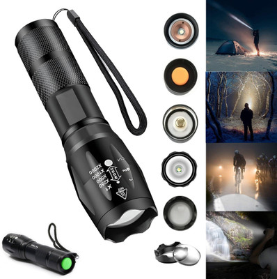 Regals Choice Adjustable Zoom Flashlight – High Lumens Rechargeable Torch 4 hrs Torch Emergency Light(Black)