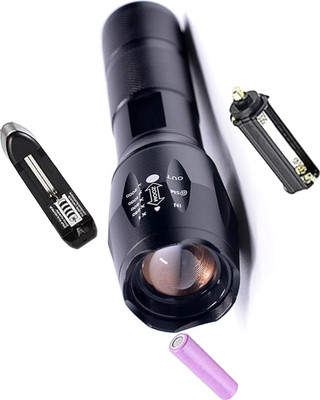 Kindw 25W 500 meter Flashlight Torch Zoomable 20W Flashlight Torch Torch(Black, 14 cm, Rechargeable)
