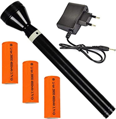 SMALL-SUN Long Lasting 4800mah battery High Power Rechargeable 25w LED Torch 1500m long range distance Emergency torch light Torch(Black, 27 cm, Rechargeable)