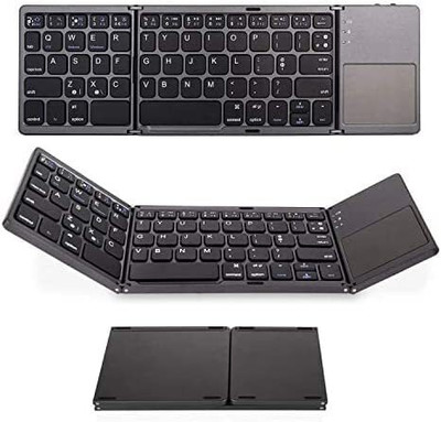 VOOCME Foldable Bluetooth Keyboard Portable Wireless with Sensitive Touchpad Pocket Size, Rechargeable, Bluetooth Wireless for iOS, Android and Windows Tabs