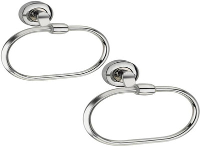 QUXOZO by QUXOZO Steel Wall Mounted Ovel Shape Towel Ring Stainless Steel Oval shape Towel Ring pack of 2 with screw Towel Holder(Stainless Steel, Aluminium)