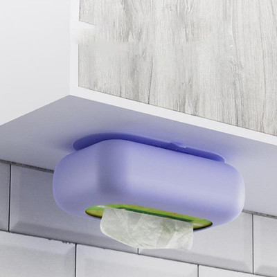 SKETWARE Tissue Storage Box Silicone Suction Cup Tissue Box Holder Wall- Mounted Vehicle Tissue Dispenser(Multicolor)