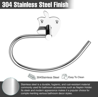FORSQUARE HARDWARE PRODUCTS by Forsquare Hardware Products Wall Mount Stainless Steel Apple Napkin/Towel Ring, Hanger for Kitchen/Bathroom Silver Towel Holder(Stainless Steel)