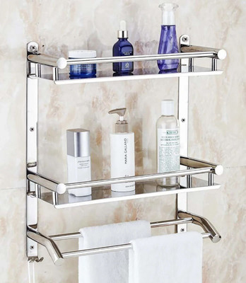 Airline by Airline Premium Towel rack Abs Stainless Steel Bathroom Accessories and Folding Towel Rack/Towel Hanger/Towel Stand/Holder Silver Towel Holder(Stainless Steel)