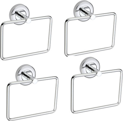 COSSIMO Flange Square Stainless Steel Towel Ring Holder for Multi-Purpose - PACK OF 4 SILVER Towel Holder(Stainless Steel)