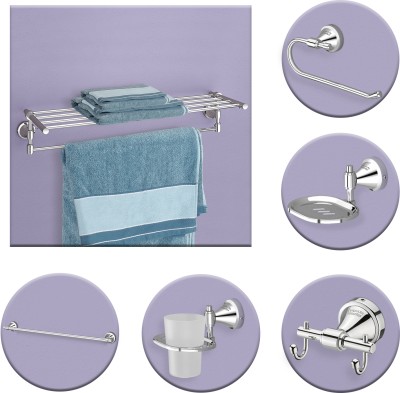 Impulse by Plantex Stainless Steel 304 Grade Towel Rack with Niko Bathroom Accessories Set-5 pcs Chrome Towel Holder(Stainless Steel)
