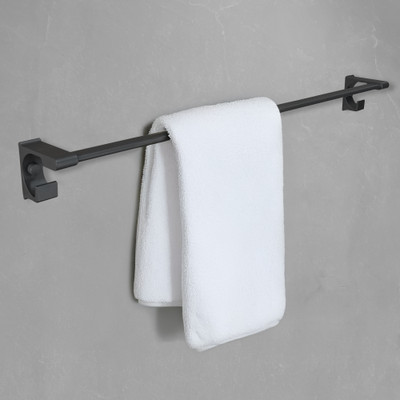 iBELL IBL 49-GH Anti-Rust Towel Rod with 2 Hooks for Loofah or Bathing Sponge Dark Grey Towel Holder(Stainless Steel)