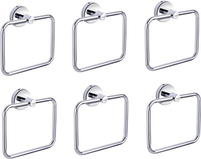 Prestige Stainless Steel Square Towel Ring for Bathroom/Napkin-Towel Hanger- Pack of 6 SILVER Towel Holder(Carbon Steel)