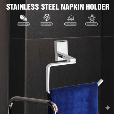 ADONZ by AdonzHardware Products NL_1-Napkin Ring With Fitting Material Silver Towel Holder(Stainless Steel)