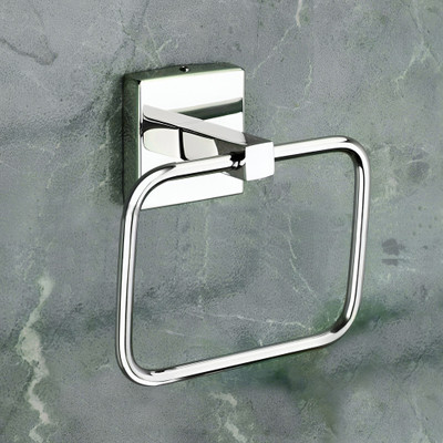 iBELL IBL 66-SH Square Towel Ring, Napkin Ring for Bathroom & Washbasin Chrome Finish Towel Holder(Stainless Steel)