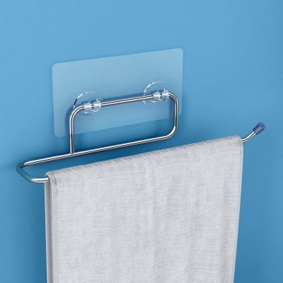 Plantex Self Adhesive Towel Holder/Napkin Hanger/Towel Ring for Bathroom- Pack of 1 Silver, Chrome Towel Holder(Stainless Steel)