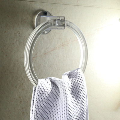 Lipka Unbreakable ABS Round Towel Ring Wall Mounted Stand/Holder (Pack of 2) Clear Towel Holder(Acrylic)