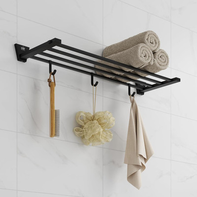 U-S-F BATH ACCESSORIES Bath Accessories Towel Rack for Bathroom 24 inch (Canary, Black Finish) Black Finish Towel Holder(Stainless Steel)