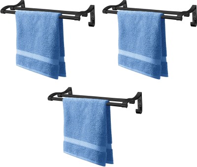 FORTUNE 24'' Towel Rack, Towel Stand, Towel Hanger, Towel Rod for Bathroom (Pack of 3) Black Towel Holder(Stainless Steel)