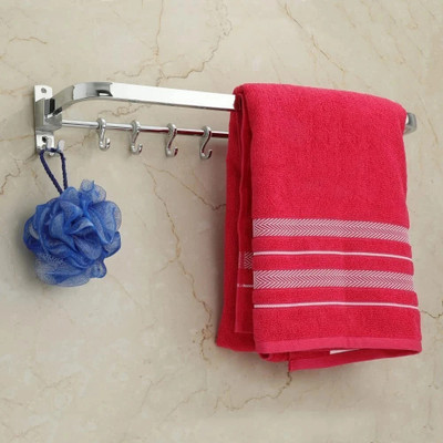 Nexanest by Nexanest Anti Rust 304Grade Stainless Steel Folding Towel Rack with Hook/Towel Bar/Hanger steel Towel Holder(Stainless Steel)