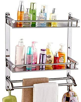 QUXOZO by QUXOZO 3 in 1 bath self pack of 1 Stainless Steel Bathroom Self 3 layer (Pack of 1 ) Towel Holder(Stainless Steel)