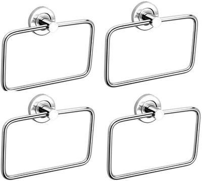 COSSIMO SmartBuy Square Stainless Steel Flange Towel Ring Holder for Multiuse-Pack of 4 SILVER Towel Holder(Stainless Steel)