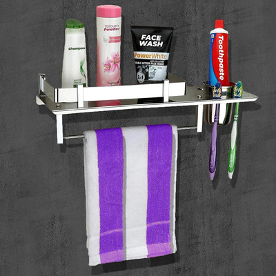 GLOXY by GLOXY in 1 Multipurpose Chrome finish Bathroom Accessories (15 x 6 Inches) Silver Towel Holder(Stainless Steel)