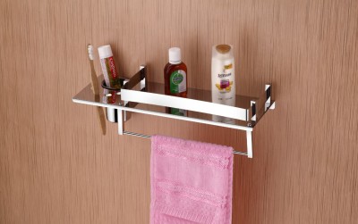 SteelHaven 304 Stainless Steel 3 in 1 Bathroom Shelf/Towel Hanger/brush Holder(pack of 1) silver Towel Holder(Stainless Steel)