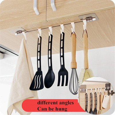 SJK Antique and Elegant Look Magic Sticker Hook for Kitchen , Napkin,Towel1.425 Hook Rail 6(Pack of 1)