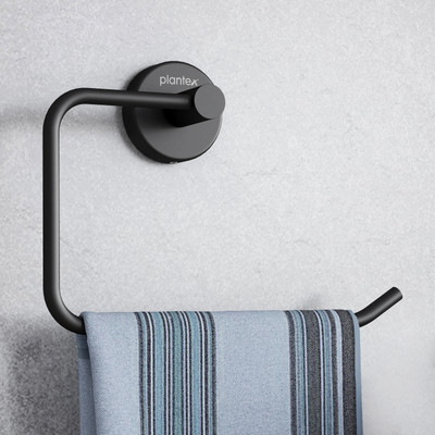 Plantex Towel Ring for Bathroom/Half Square Napkin Ring/Towel Stand for Bathroom Black Towel Holder(Stainless Steel)