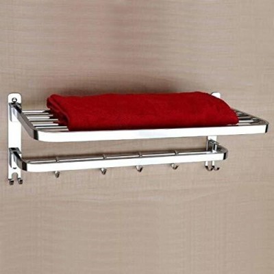 ADONZ New Look Stainless Steel Dual Folding Towel Rack for Bathroom Silver Towel Holder(Steel)