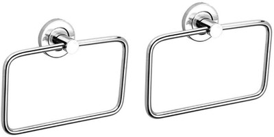 COSSIMO Square Flange Stainless Steel Towel Ring Holder for Multiuse (Pack of 2) SILVER Towel Holder(Stainless Steel)