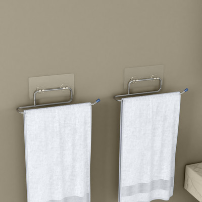 Impulse by Plantex Self Adhesive Towel Holder/Towel Hanger/Towel Ring for Bathroom-Pack of 2 Silver - Chrome Towel Holder(Stainless Steel)