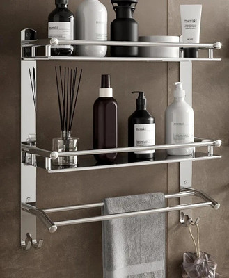 GLOXY by GLOXY Premium rack Abs and Folding Towel Rack/Hanger/ Stand/Bathroom Accessories Silver Towel Holder(Stainless Steel)