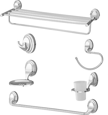 Plantex Stainless Steel 304 Grade Towel Rack with Cubic Bathroom Accessories Set 5pieces Silver Towel Holder(Stainless Steel)
