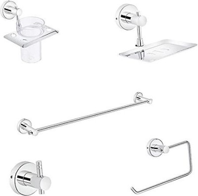 BUMBERELL SS Silver Glossy Finish Napkin Ring/Towel Rod/Tumbler Holder/Soap dish/Robe Hook Silver Towel Holder(Stainless Steel)