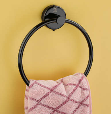 FORSQUARE HARDWARE PRODUCTS Round Shape Towel-Napkin Ring/Stand for Washbasin,Kitchen,Bathroom...(pack of 1) BLACK Towel Holder(Stainless Steel)