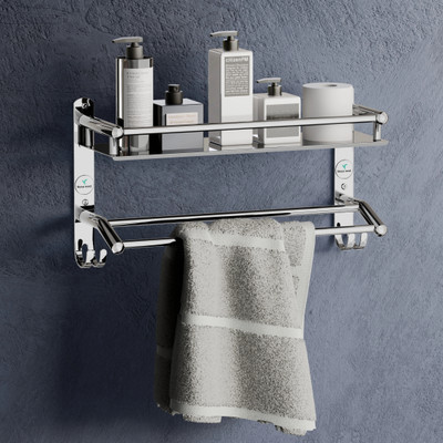 Nexanest by Nexanest Multi-Use Bathroom Shelf/Towel Rod/Bath Organizer/Accessories Holder(Steel) silver Towel Holder(Stainless Steel)