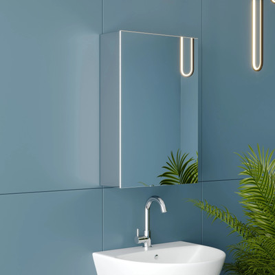 GRIVAN SS Bathroom Storage Cabinet With Mirror | Bathroom Accessories With Organiser Silver Towel Holder(Stainless Steel)