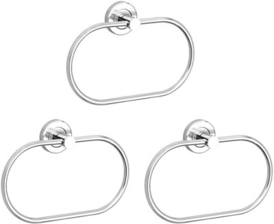 COSSIMO Oval Flange Stainless Steel Towel Ring Holder for MultiPurpose (PACK OF 3) SILVER Towel Holder(Stainless Steel)