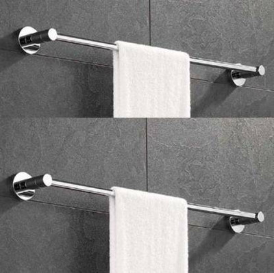 Flipkart SmartBuy 304 Stainless Steel Round Towel Bar/ Stand/ Hanger 24 inch Longer ( Pack of 2 ) silver Towel Holder(Stainless Steel)