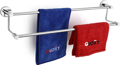 GLOXY by GLOXY 24 Inch Wall Mounted 2 Step Towel Rod for Bathroom Silver Towel Holder(Stainless Steel)