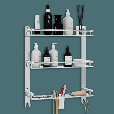 GLOXY 3 Layer Multipurpose Bathroom Shelf with Double Soap Dish and Tumbler 15 inch 3 Bar Towel Rod(Stainless Steel Pack of 1)
