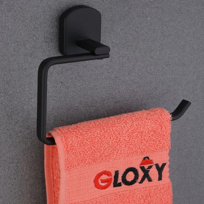 GLOXY Stainless Steel Black Matt Finish Napkin Holder for Kitchen/Bathroom Towel Ring 8 inch 1 Bar Towel Rod(Stainless Steel Pack of 1)