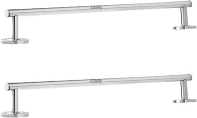 CLASY S.S. 304 Grade Square Shape Single Towel Rod /Towel Holder 24-Inch 2 Pc 24 inch 2 Bar Towel Rod(Stainless Steel Pack of 2)