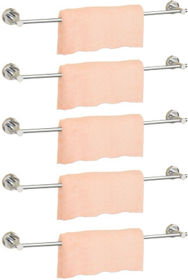 GLOXY Wall Mounted Chrome Finish Towel Rod/Towel Bar Rail for Bathroom Accessories 24 inch 1 Bar Towel Rod(Stainless Steel Pack of 5)