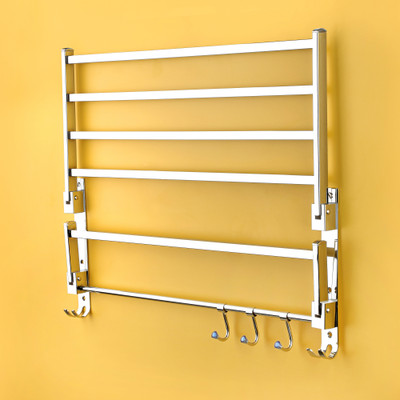 Character High Grade S S Dual Folding Towel Rack/Stand/Hanger.. for Bathroom (pack of 1) 24 inch 2 Bar Towel Rod(Stainless Steel Pack of 1)