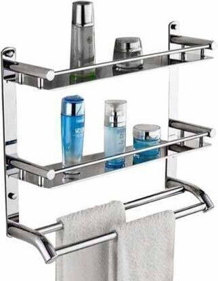 FORSQUARE Multi-use Rack / Bathroom Shelf / Kitchen Shelf / Bathroom Stand Wall Shelf 14 inch 3 Bar Towel Rod(Stainless Steel Pack of 1)
