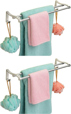 GLOXY Wall Mount Towel Rod/Towel Bar Rail/Towel Stand Bathroom Accessories & Fittings 24 inch 2 Bar Towel Rod(Stainless Steel Pack of 2)