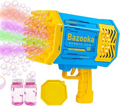 KITTY FLEX Bubble Gun 69 Holes with Lights Bubble Solution Bubble Machine Gun Water Gun