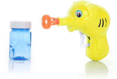Aditi Toys Elephant Bubble Gun Toy for Kids with 100 ml Bubble Liquid Bottle (Yellow) Toy Bubble Maker