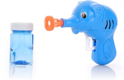 Aditi Toys Elephant Bubble Gun Toy for Kids with 100 ml Bubble Liquid Bottle (Blue) Toy Bubble Maker