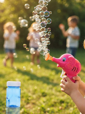 333MART Elephant Bubble Gun Toy for Kids with 100 ml Bubble Liquid Bottle (Pink) Toy Bubble Maker